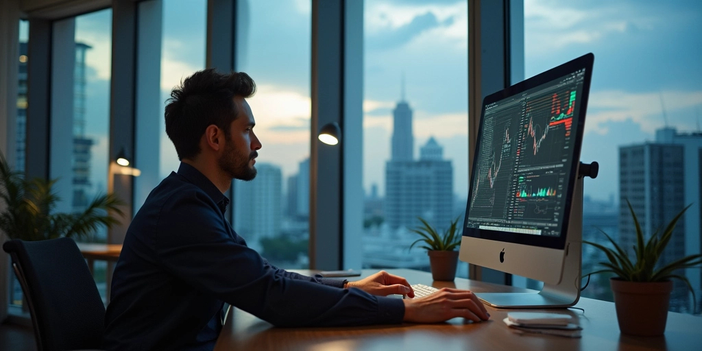 Trader in his office